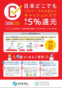キャッシュレス・消費者還元事業（最大5%還元）の案内ポスター