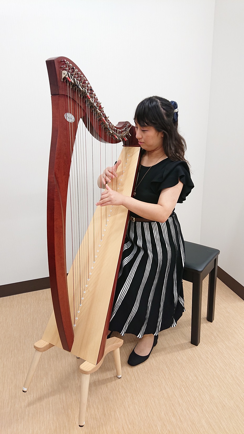 レバーハープを演奏する様子