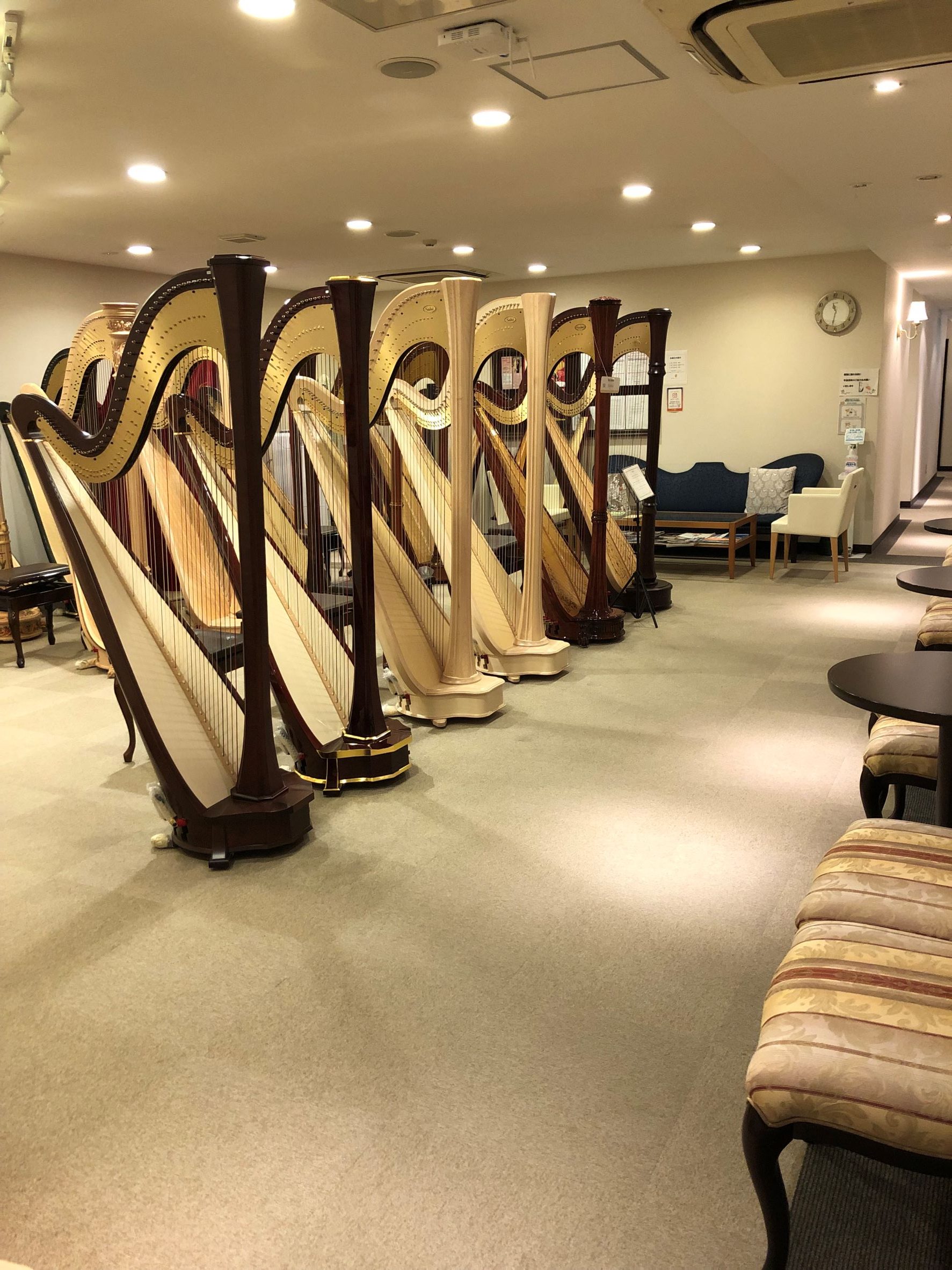 ハープを展示しているスペース